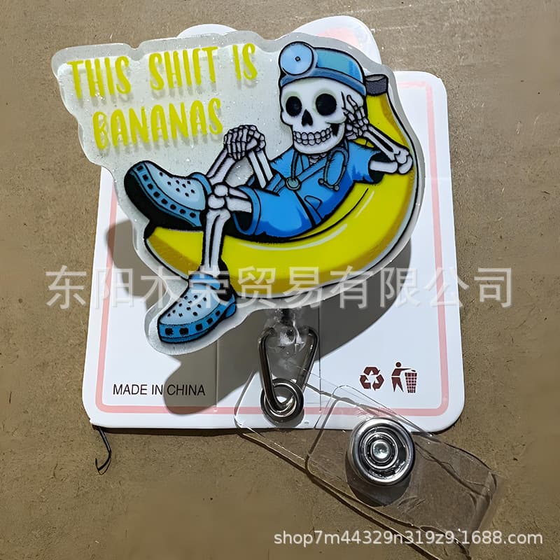 Cross-Border Medical Cartoon Badge with Rotating ID Holder, Pull-Tab Work Badge, Scroll Acrylic Patch Customization