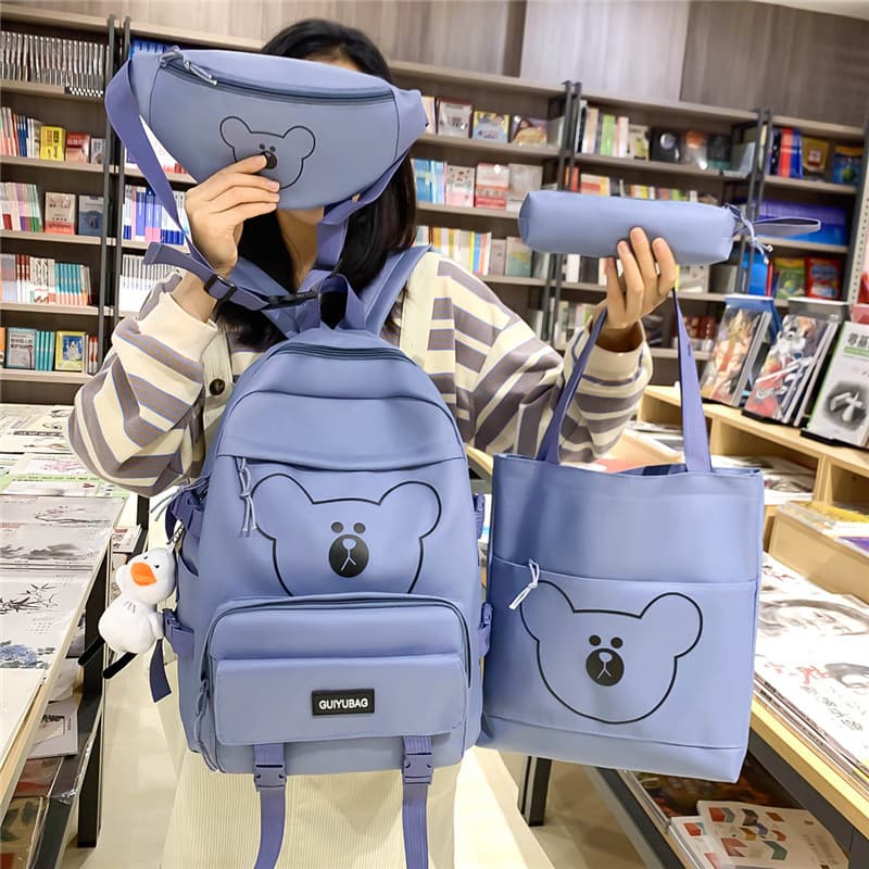 Backpack for Girls Elementary Middle School Students Multi-Piece Set High School Lightweight Ins Campus Sweet Student Backpack