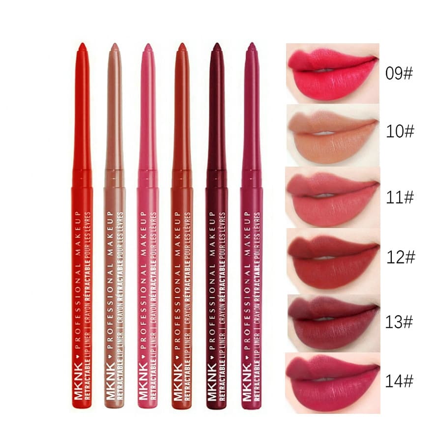 Cross-border foreign trade MKNK matte matte easy-to-color automatic retractable lip liner lipstick pen makeup pen lipstick pen