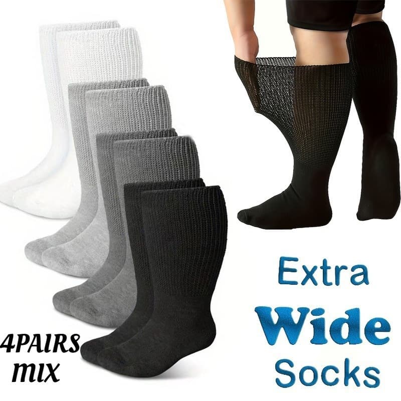 Cross-border Plus Size Stretch Socks for Women, Breathable Loose Terry Cotton Socks for Men, Mesh Maternity Socks, Anti-odor, Moisture-wicking Mid-calf Socks