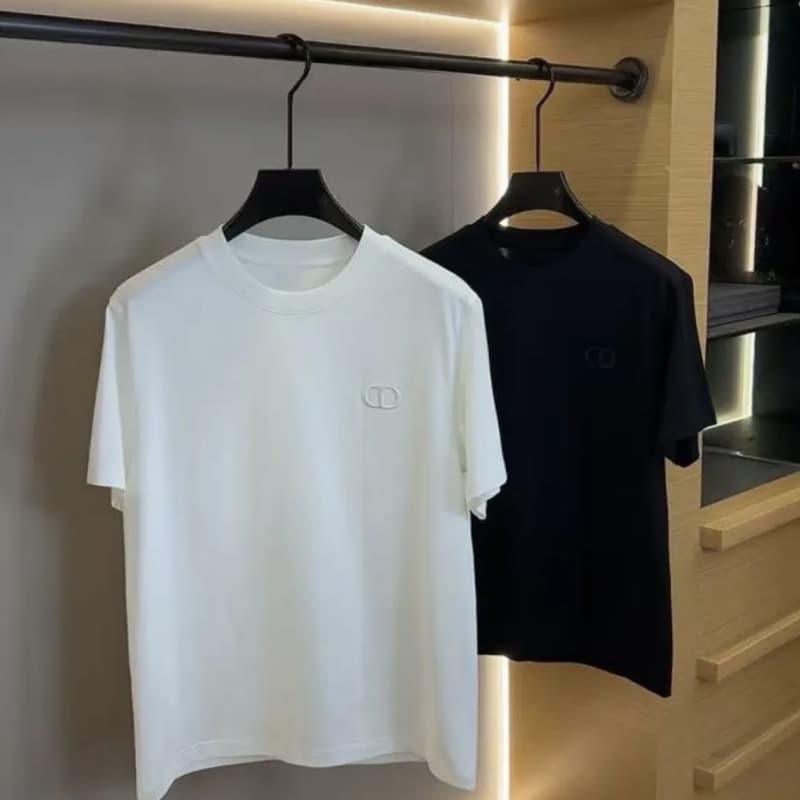 Cd New Men's and Women's Embroidered Letter Half-Sleeved T-Shirt Summer Loose Cotton Round Neck Casual Short-Sleeved Top