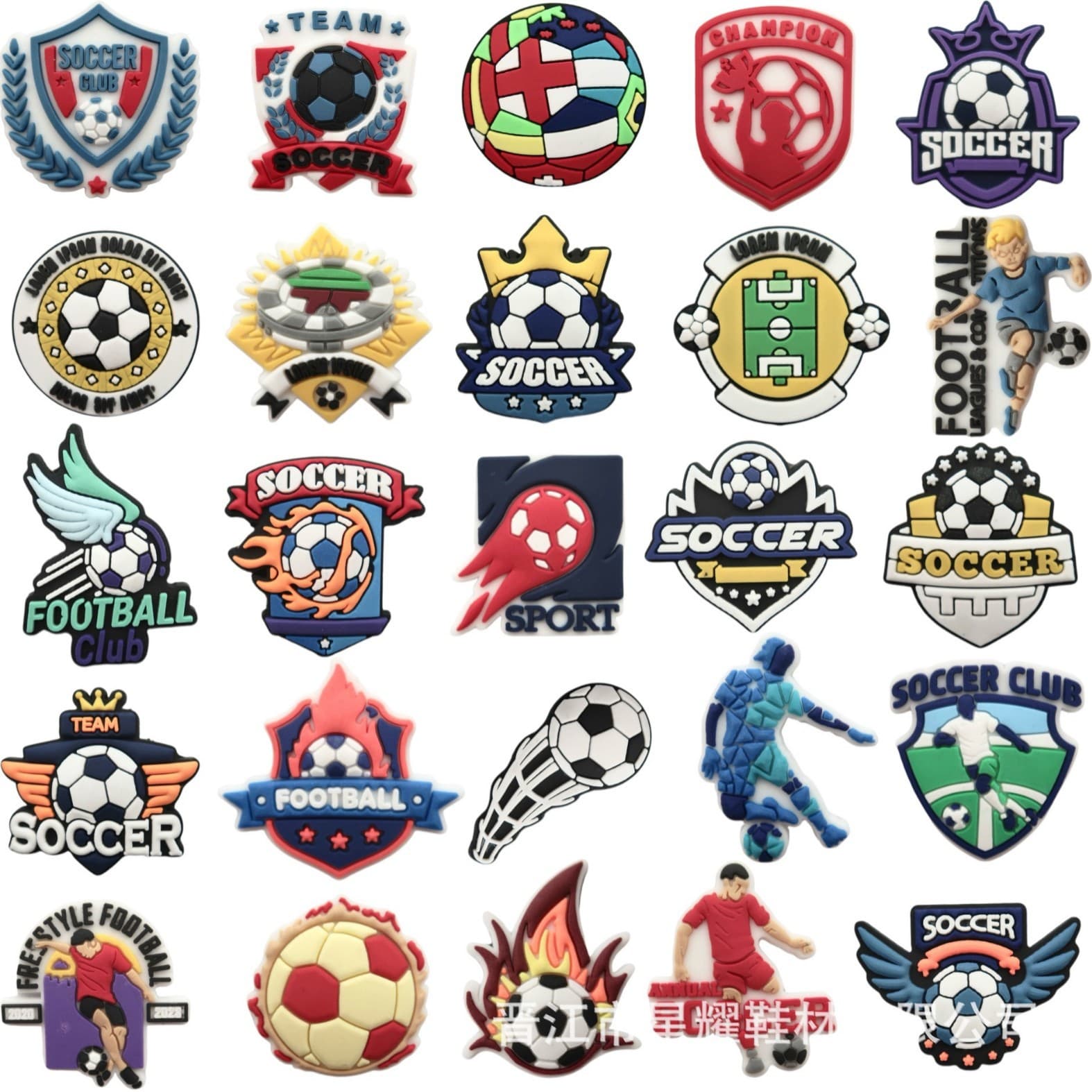 Creative Football Croc Charms Shoe Buckles PVC Soft Rubber Garden Shoe Accessories Decorative Buckles New Factory Direct