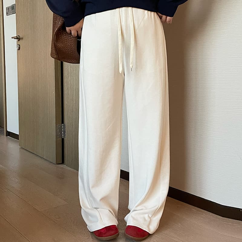 Plus-Size Women's High-Waisted Casual Pants with Drape Effect, Floor-Length Pants, Spring 2026, Loose Wide-Leg Straight Pants for Women, Nk1382