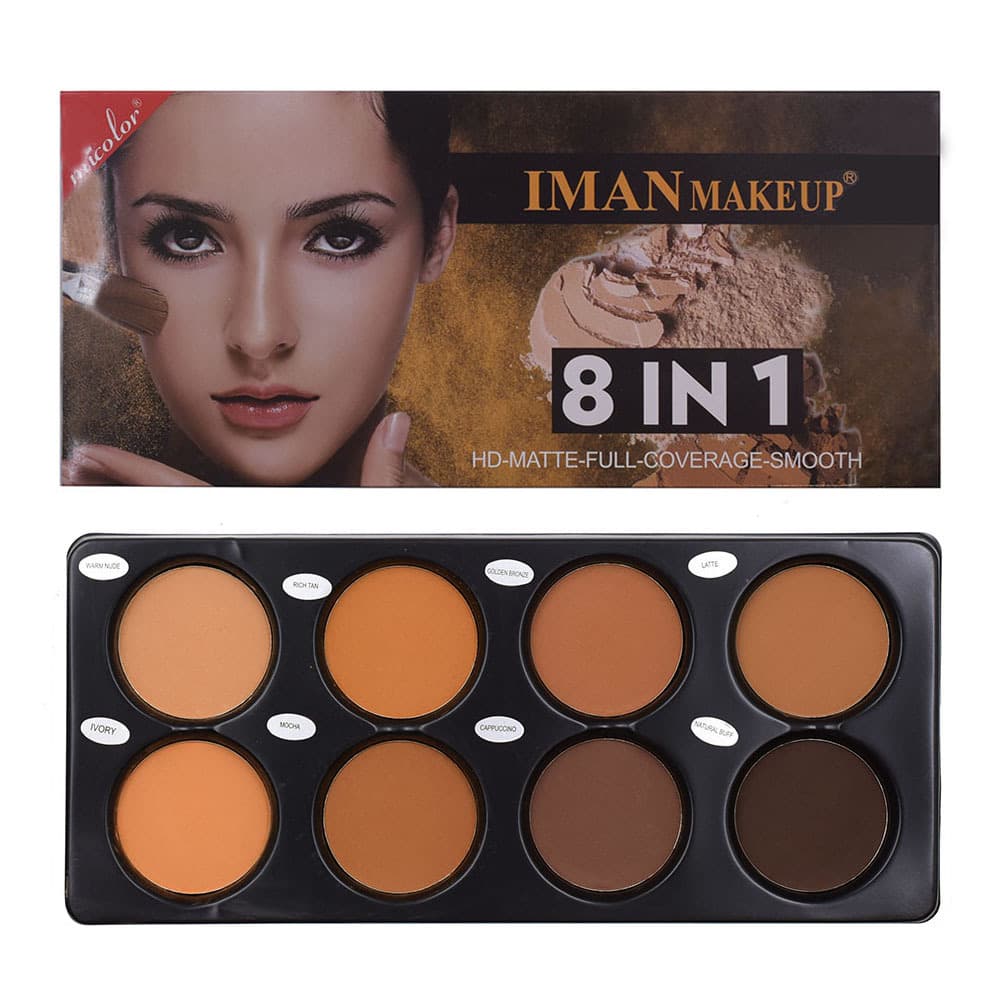 Export Only [IMAN MAKEUP] 9014 Matte Eight-Color Contour Palette for Cheek and Nose Shadow, Makeup Palette