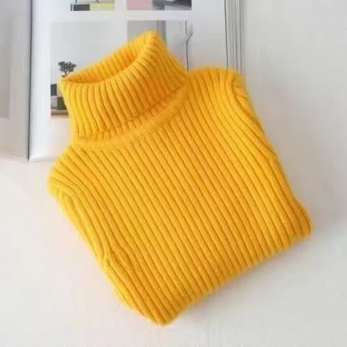 Girls' Base Layer Top Autumn Winter New High Neck Knit Pullover Solid Color Base Layer Sweater Medium and Large Children Stylish Versatile Baby