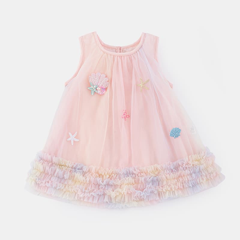 Little Girl Mesh Dress Summer Baby Girl Princess Dress Sweet Stylish Girl Shell Dress 5908