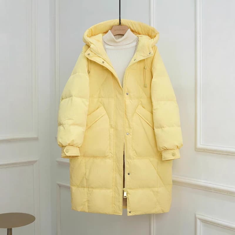 Guangzhou Shisanhang Pinghu White Duck Down Women's Down Jacket with Fur Collar Mid-Length Winter Women's Outerwear Wholesale