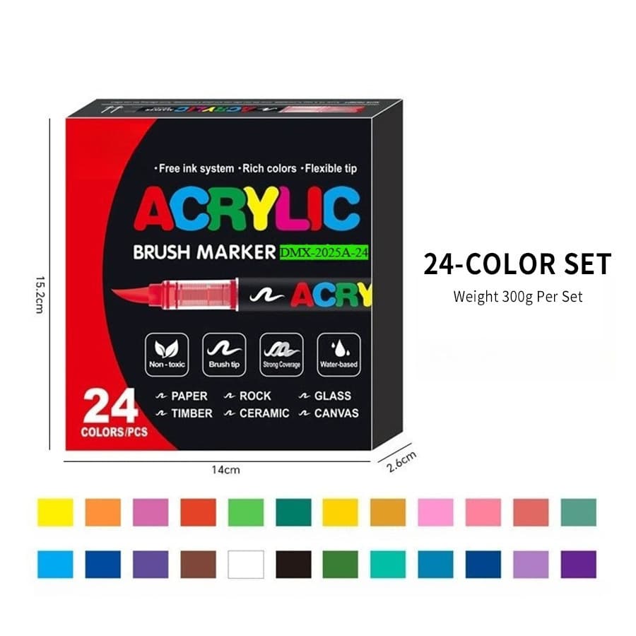 Soft Tip Acrylic Marker Pen Large Capacity Visible Window DIY Graffiti Brush Pen for Cross-border