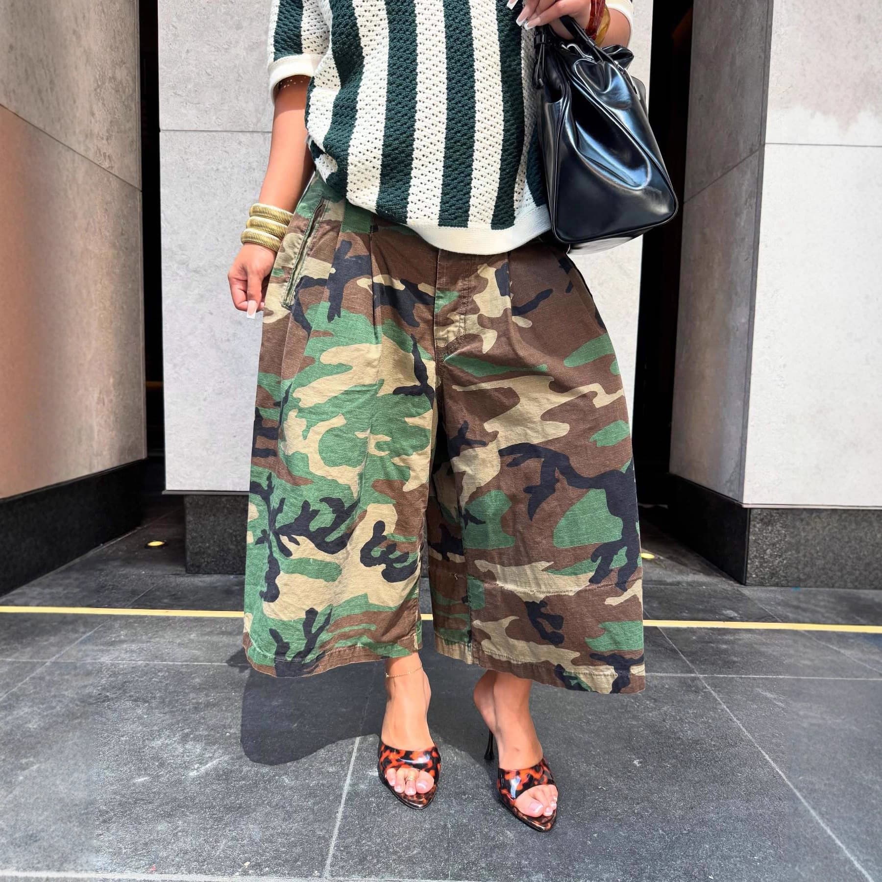 M80827 Cross-border European and American Style Women's Street Fashion Camouflage Cargo Loose Wide-Leg Pants Cross-border Cargo Pants