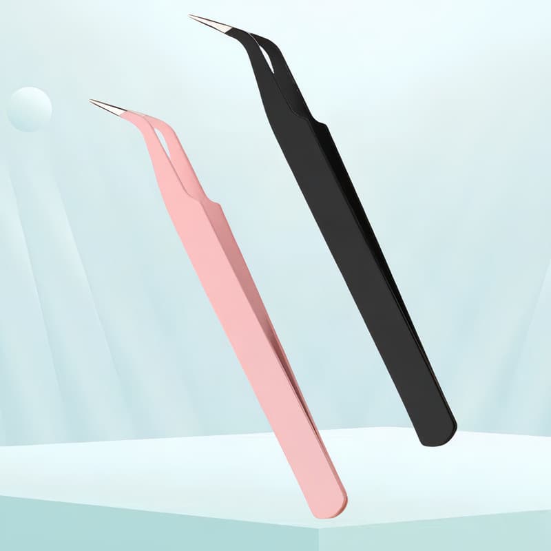 Stainless Steel Curved Blooming Eyelash Tweezers Extension False Eyelash Gold Feather Clip Princess Clip DIY Nail Art Planner Tweezers