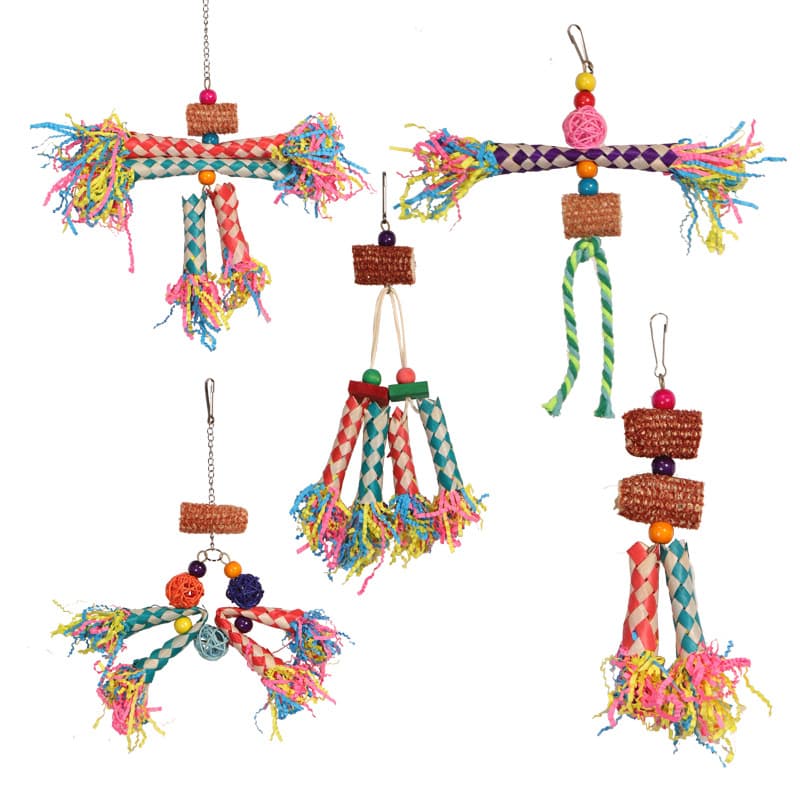 Parrot Toy Colorful Paper Tube Corn Cob Chewing Small Bird Toy Set 5-Piece Factory Wholesale