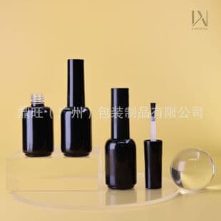 12ml Nail Gel Empty Bottle Round Black Light-Blocking Nail Gel Glass Bottle With Lid And Brush