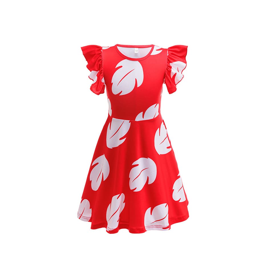 Lilo red milk silk skirt movie Lilo cos Lilo girls skirt girls flying sleeve dress