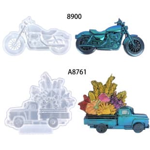 Motorcycle Ornament Resin Mold Truck Pumpkin Hanging Wall Decoration Semi-3D Truck Motorcycle Silicone Mold