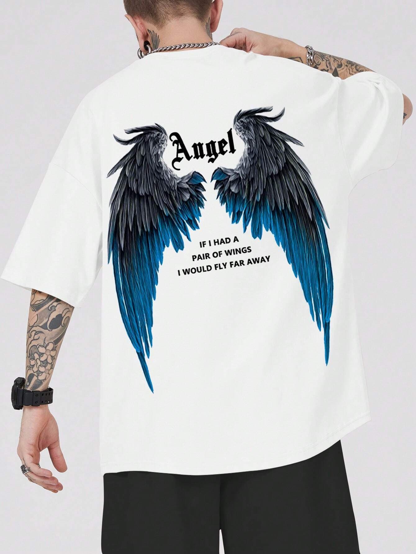 2024 Spring/Summer New Fashion Modern Minimalist Wing Print Youth Loose Casual Short Sleeve T-Shirt Wholesale
