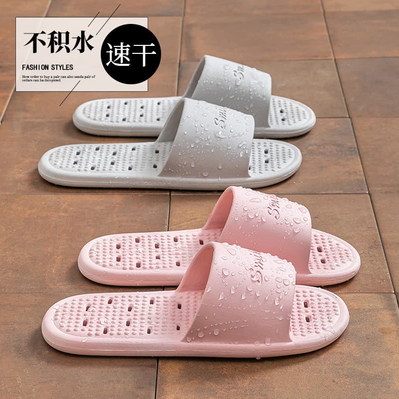 Anti-Slip PVC Slippers Breathable Wear-Resistant Soft Bottom Leaky for Home Hotel Bathing Couples Indoor Bathroom Sandals
