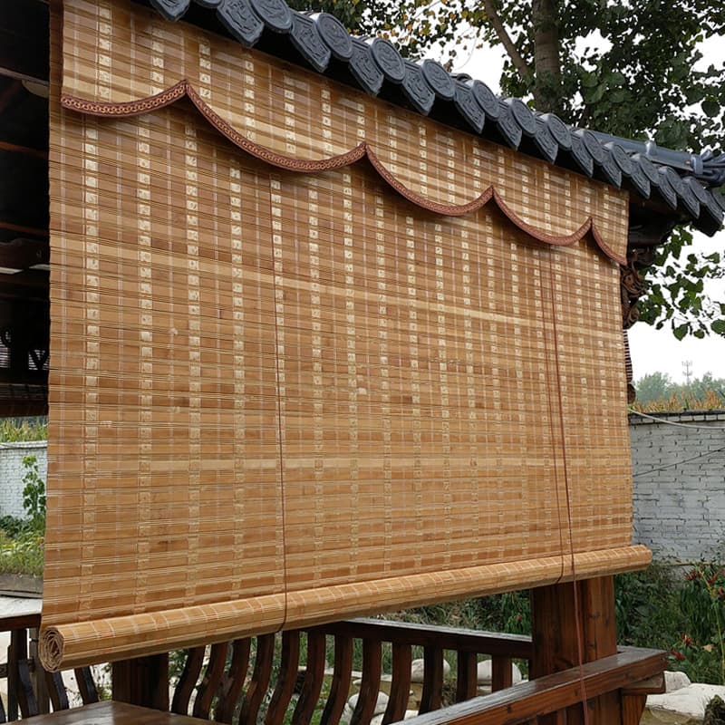 Bamboo Roll Blind Curtain Door Curtain Pavilion Tea Room Bamboo Partition New Chinese Style Heat Insulation Sun Protection Bamboo Weave