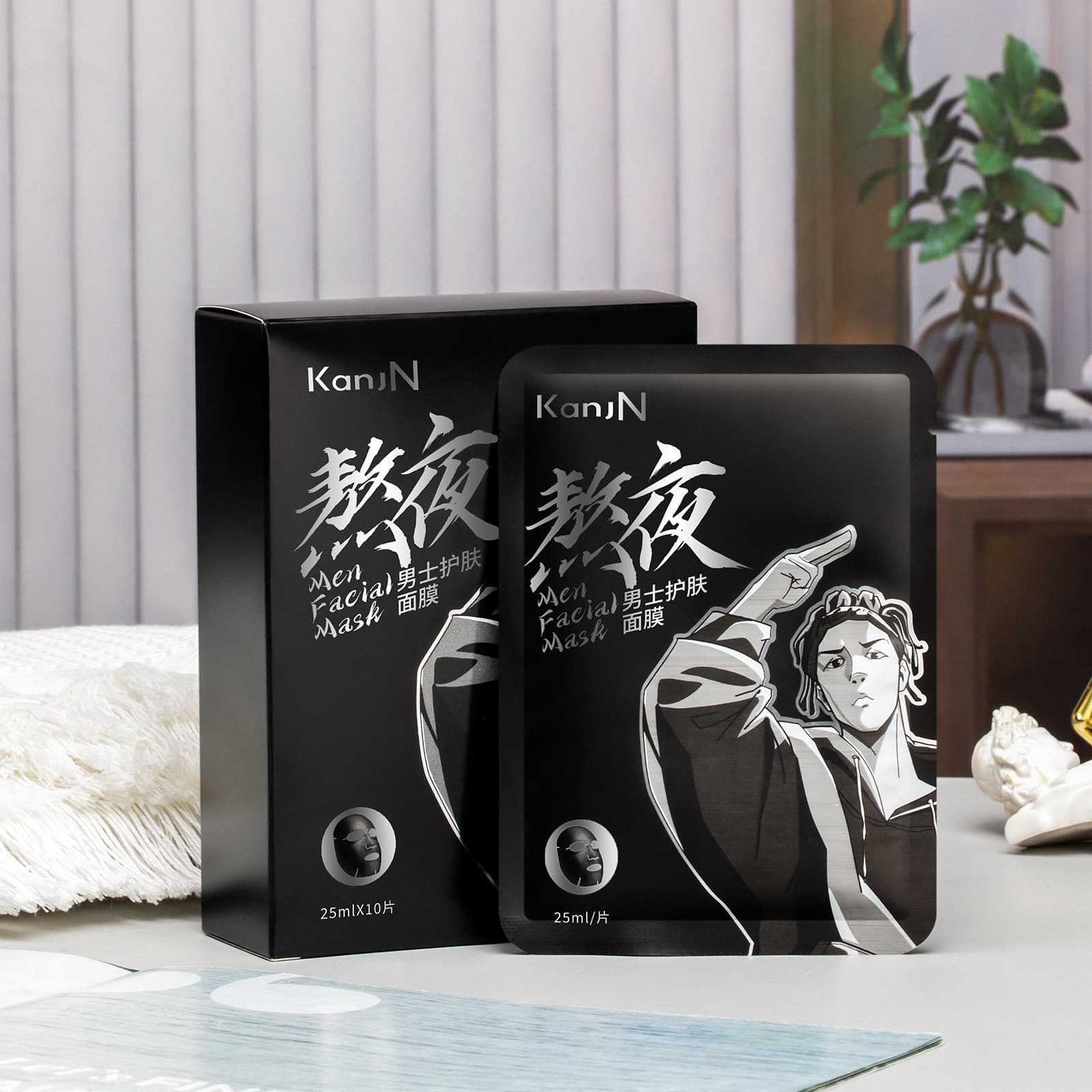 Hanjiani Men Overnight Revitalizing Mask ( ) 10 Pieces Hydrating Moisturizing Oil Control Repair Brightening Oil Control Repair