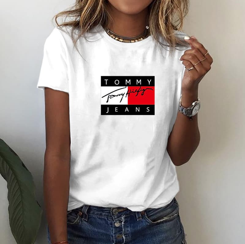 New Loose Fit Women's T-Shirt, European and American High Street Fashion Casual Printed Top, Trendy Brand T-Shirt for Cross-border Amazon