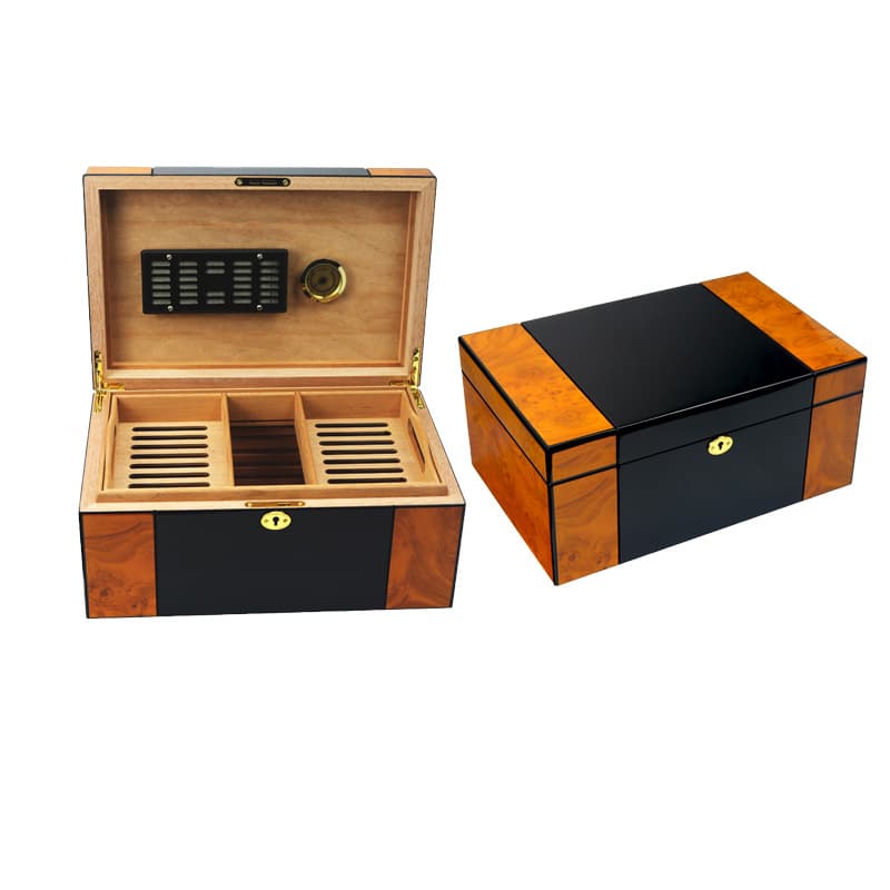 Cigar Box Piano Lacquer Cigar Humidor Large Capacity Sealed Cedar Wood Double Layer Cigar Storage Box Cigar Cabinet