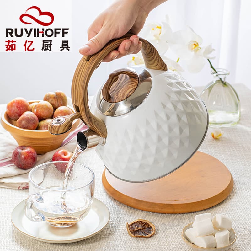 Amazon's new diamond-patterned whistling kettle, white stainless steel, cross-border e-commerce, Kettle sounding kettle