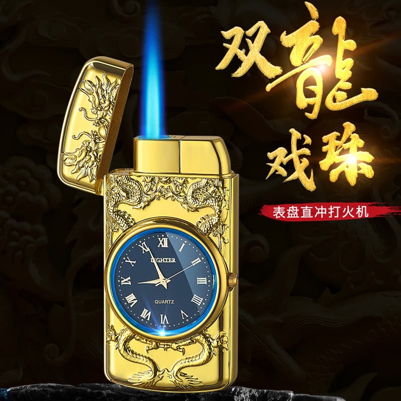 HF605 Creative Electronic Watch Lighter Metal Direct-Charge Refillable Lighter Wholesale