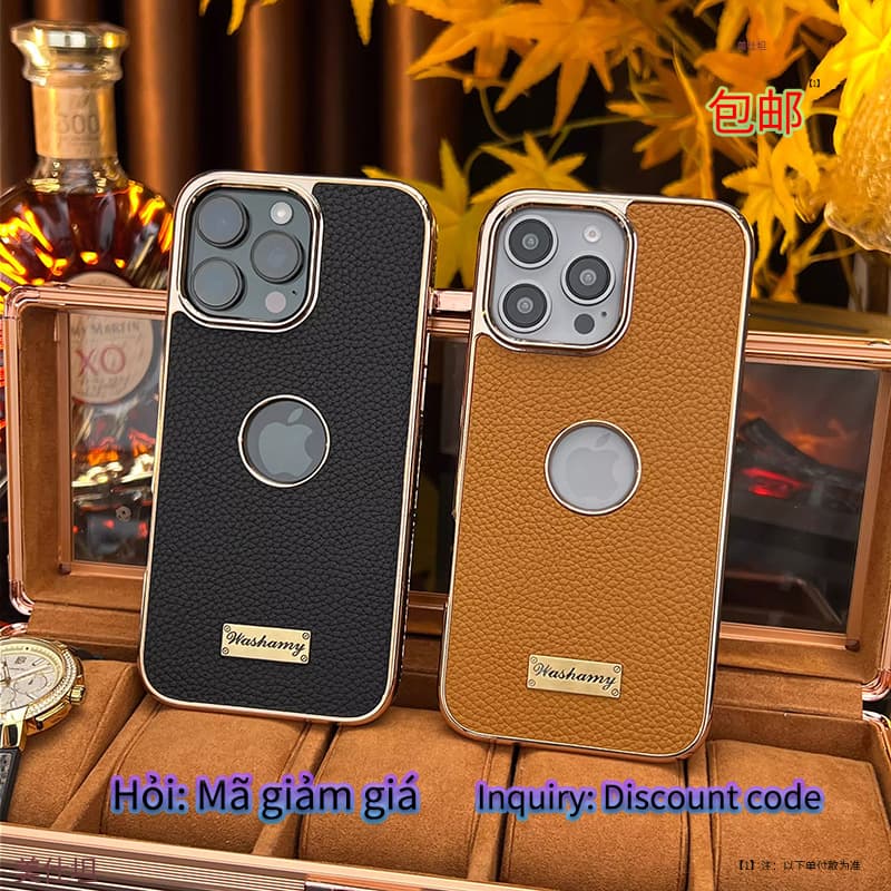 Suitable for Apple 16 Pro Max Phone Case, Magnetic Dew Label iPhone15 All-Inclusive Anti-Fall 14 Internet Celebrity Men's Genuine Leather Case