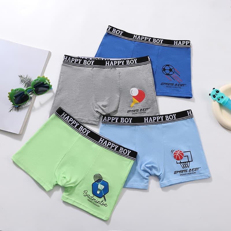 Boys' Cotton Boxer Briefs, Kids' Pure Cotton Four-Corner Underwear, European and American Export Full Cotton Flat Angle Shorts, Non-Pinching PP Shorts for Boys
