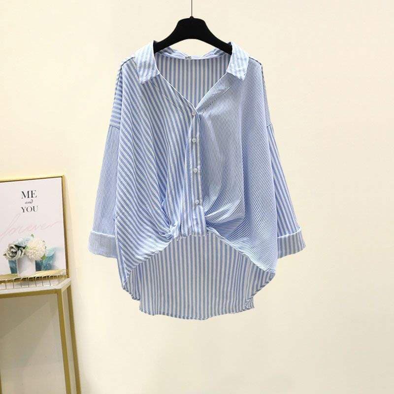 Plus Size Women's Summer 3-Piece Set: Striped Shirt, Camisole, Wide-Leg Jeans for 200 lbs