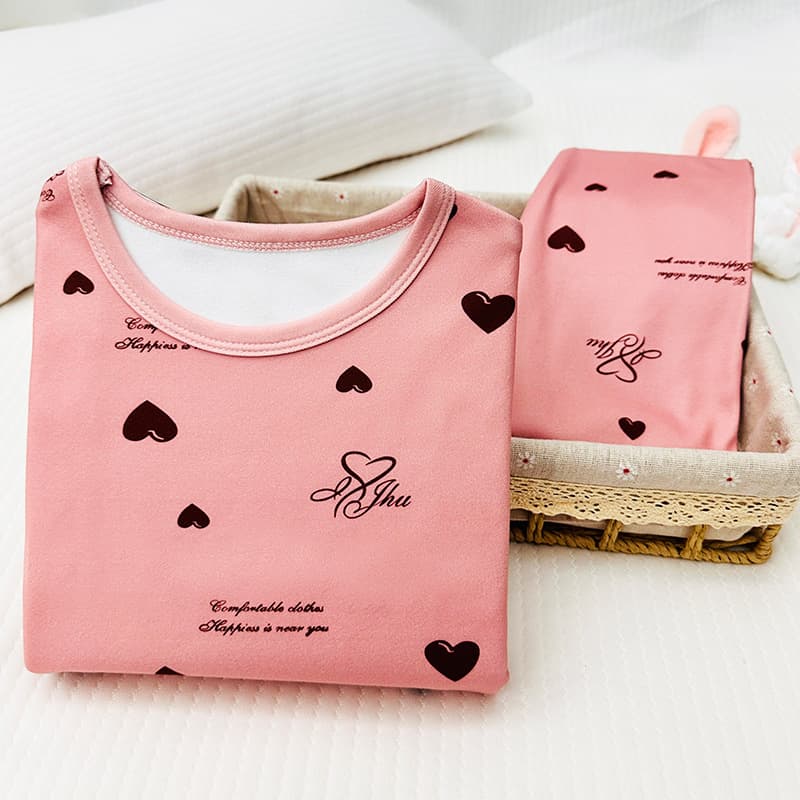 2025 New Girls' Thermal Pajamas Autumn Winter Mid-Large Child De Velvet Base Layer Kids Baby Thermal Set