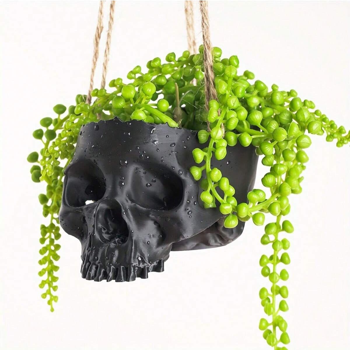 Cross-border 3D Printed Skull-shaped Hanging Planter Bonsai Pot for Home Office Decoration with Hollow Design