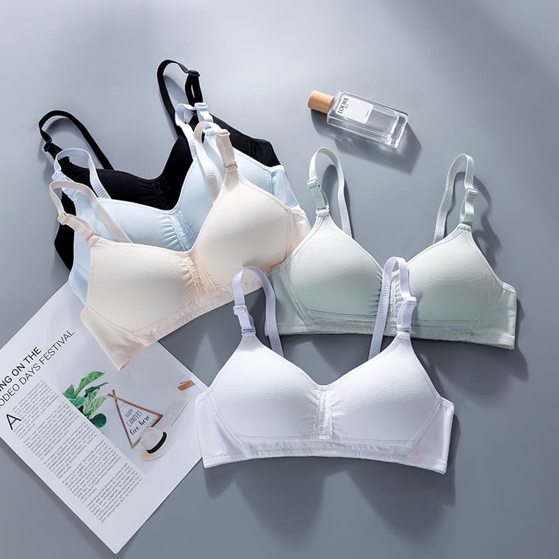 Girls' Bra, Cotton, Comfortable, Wire-Free, White, Pure Color, Thin, Developmental Period, Junior High School Student Student Intimates, New Hot Style