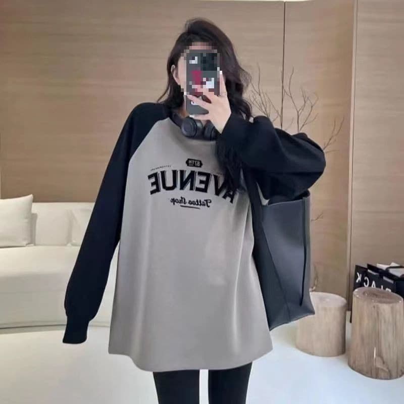 Sweatshirt Women's Autumn/Winter Tall ~ High Quality American Letter Loose New Mid-Length Lining Top