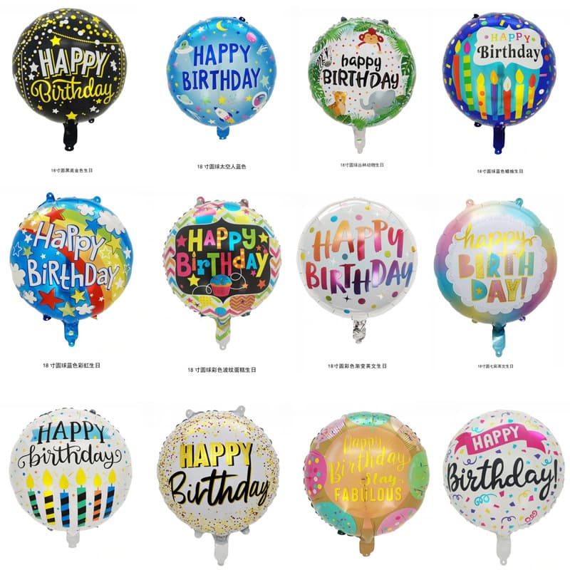 New 18-inch Round Happy Birthday Aluminum Foil Balloon 18-inch Polka Dot Birthday Candle Balloon Decoration Wholesale