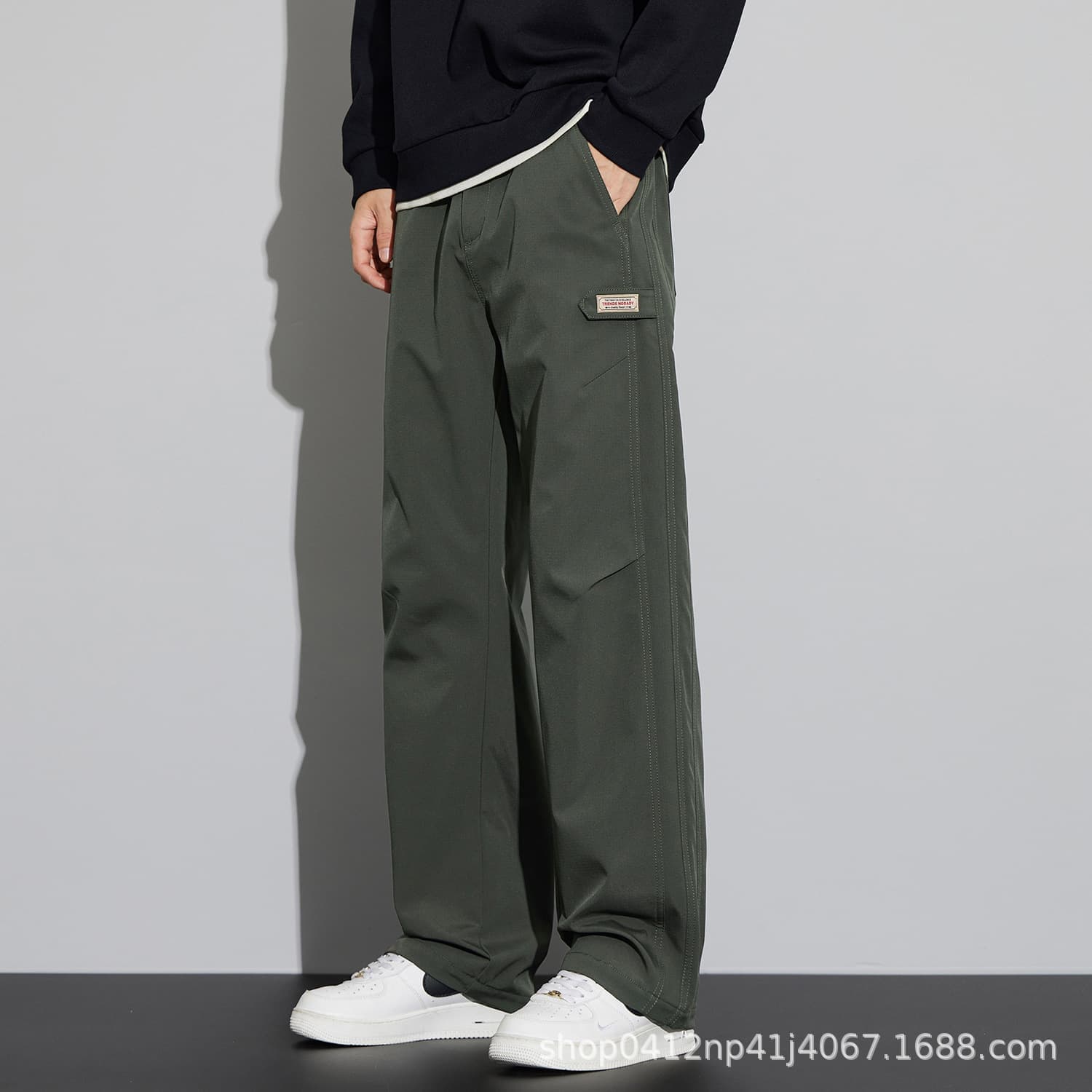 Military Green Cargo Pants Casual Trousers for Men Summer Thin 2026 New Style Teen Straight Wide Leg Pants