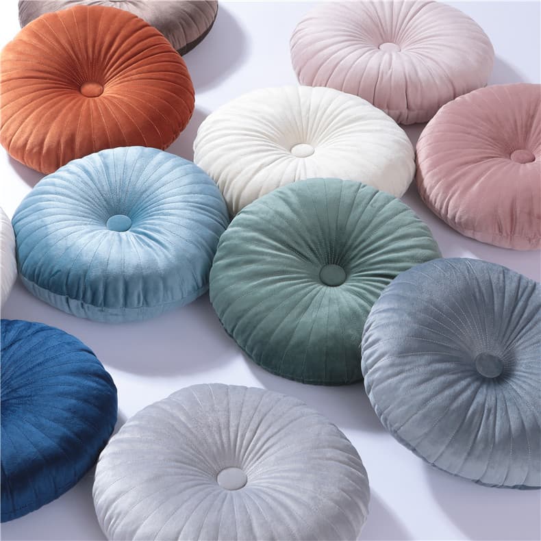 Nordic Candy Colored Round Quilted Pumpkin Cushion Sofa Window Seat Pillow Floor Seat Pad PP Cotton Filled Luxury Style Pure Color