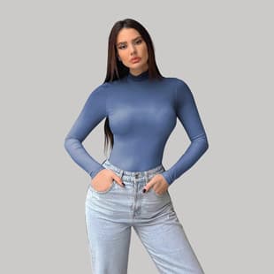 2025 New Cross-Border European and American Women's Lined Fleece Long-Sleeve Bodysuit Thermal Bodysuit