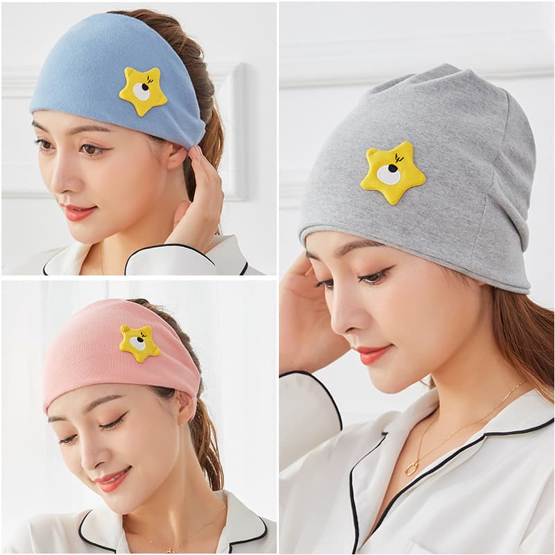 Factory Direct Supply New Maternity Hat, Breathable Cotton Star Pattern Pregnancy/Postpartum Hat, Postpartum Headscarf