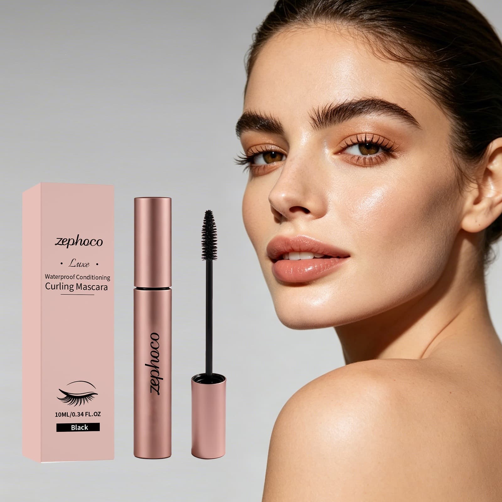 Zephoco Curling Mascara, Smudge-Resistant, Lengthening and Curling, Long-Lasting Hold, Easy-to-Use Mascara, Cross-Border Makeup