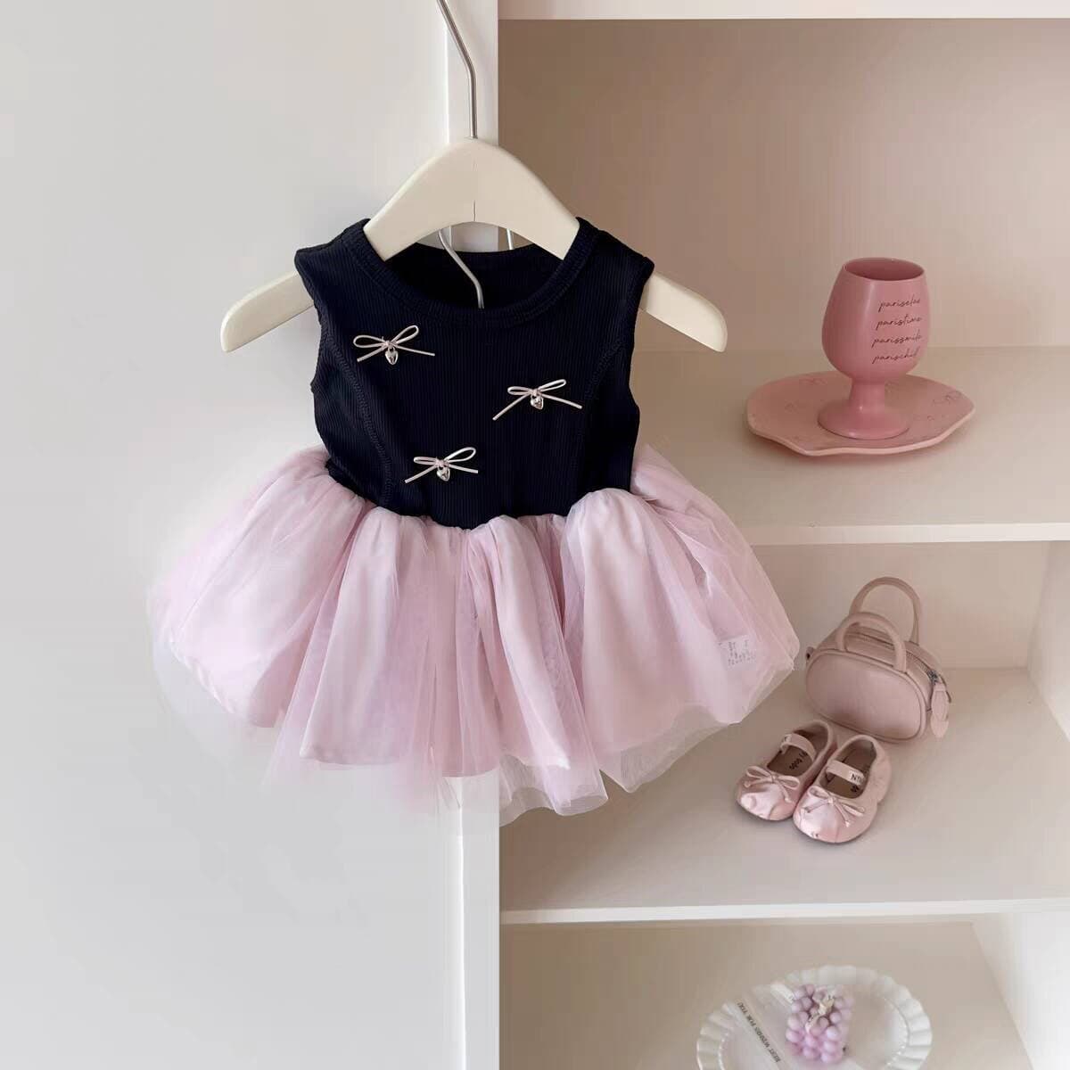 Pink House Summer New Dress Children's Tulle Skirt Girl Birthday Party Dress Princess Dress