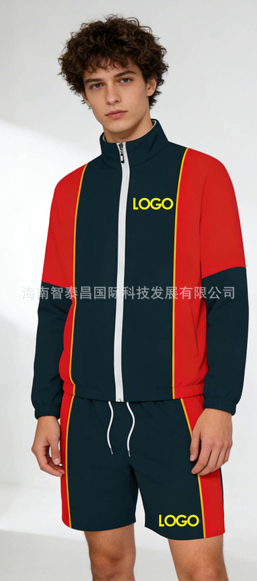 Custom European and American Men's Streetwear Digital All-Over Print Casual Windbreaker Shorts Set Sports Jacket Coat with Graphic Design