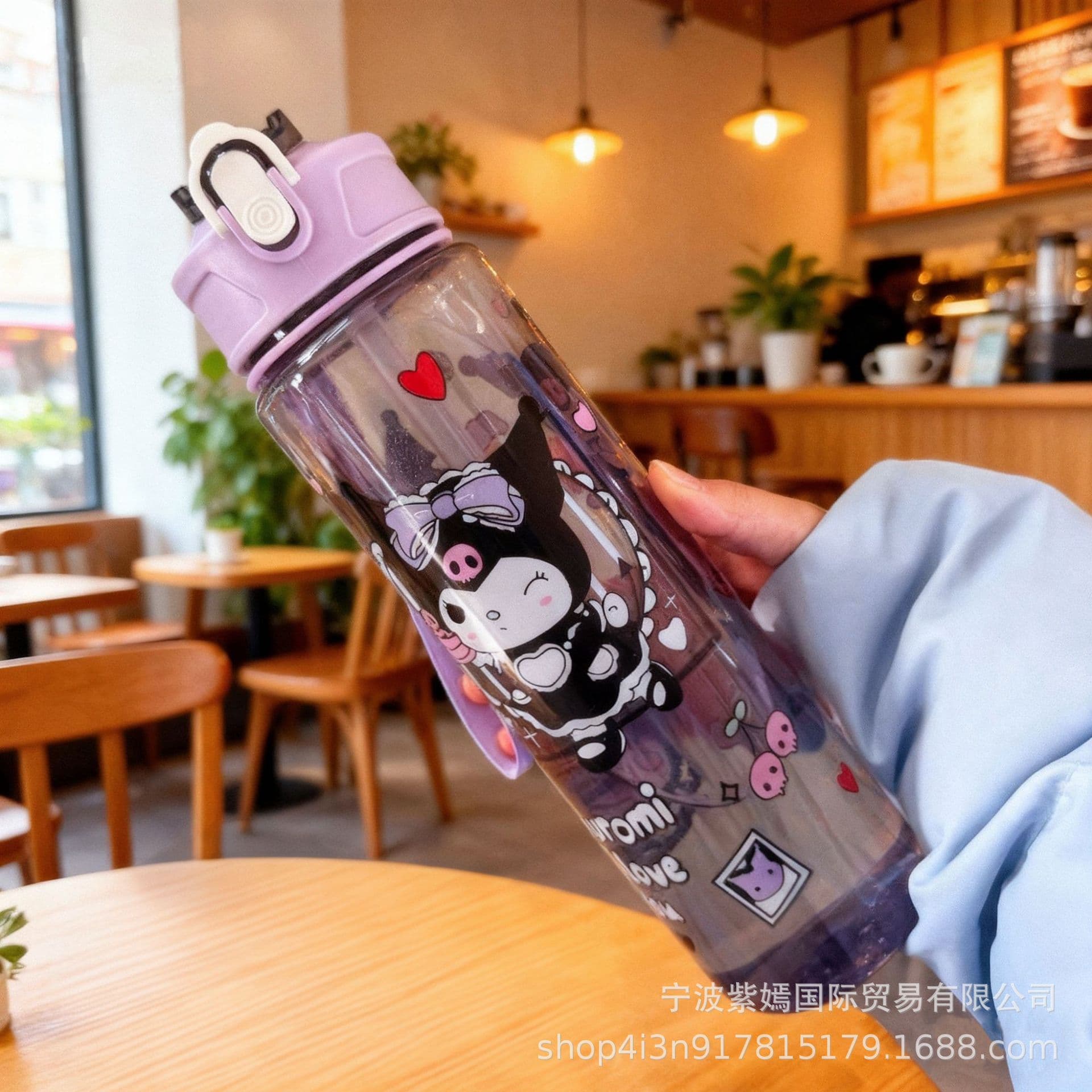 Cartoon Internet Celebrity Creative Sanrio Plastic Straw Water Cup High Appearance Student Cartoon Plastic Pop-up Space Water Cup