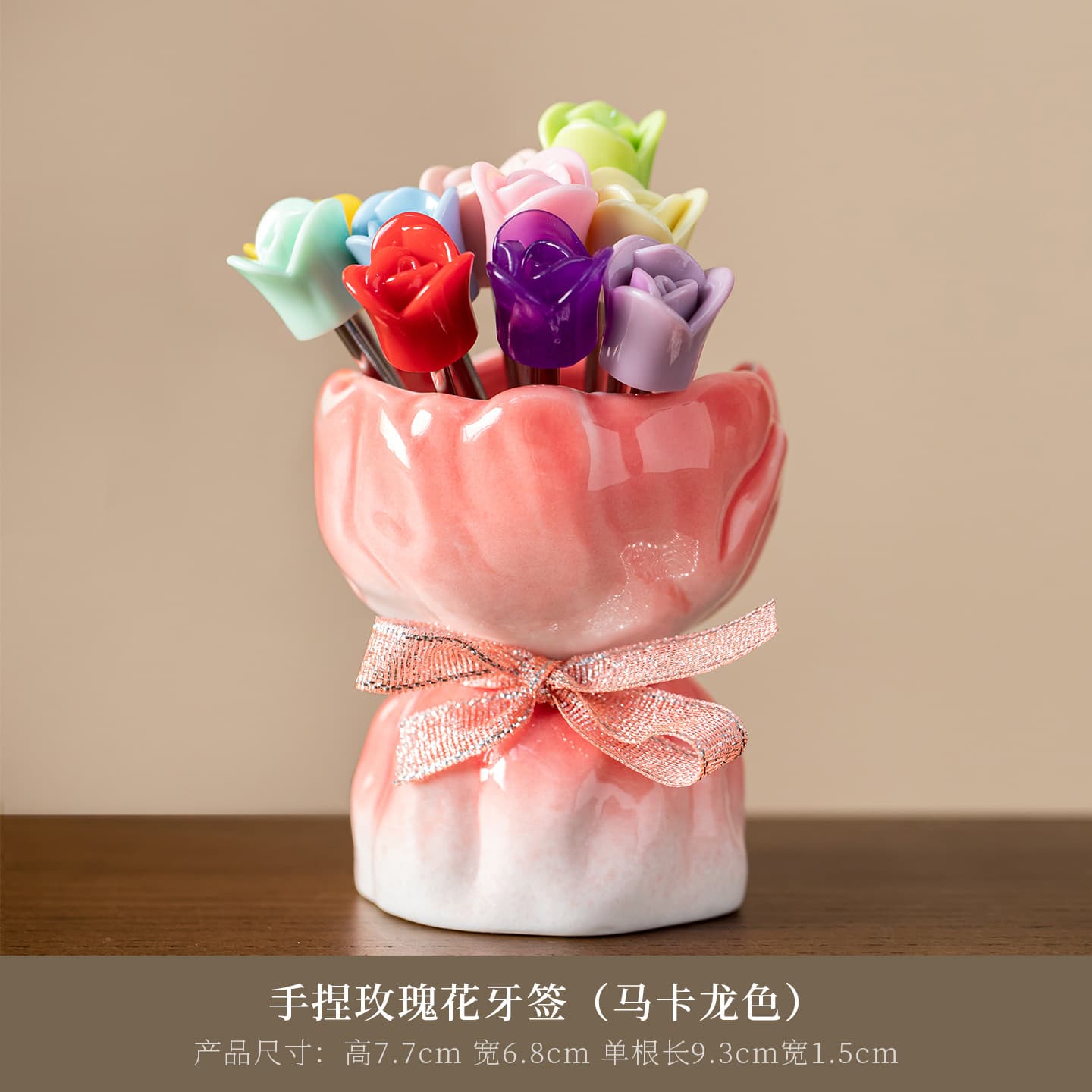 Pink Rose Fruit Fork Stainless Steel Living Room Table Fruit Fork Decoration Tea Ceremony Accessory Creative Fork