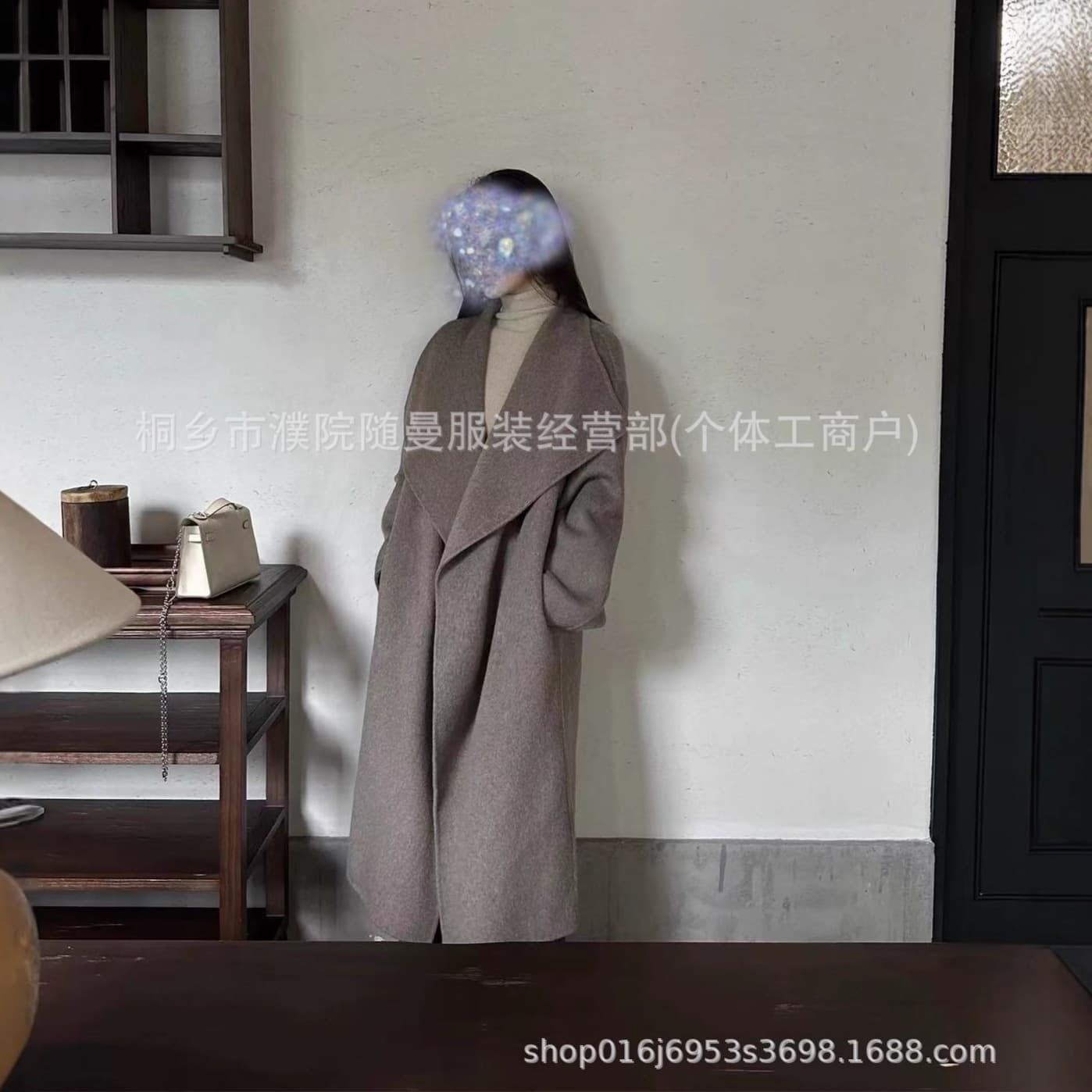 25 Fall/Winter New Double-Faced Wool Coat Korean 5W Lazy Style Elegant Wide Lapel Long Coat for Women
