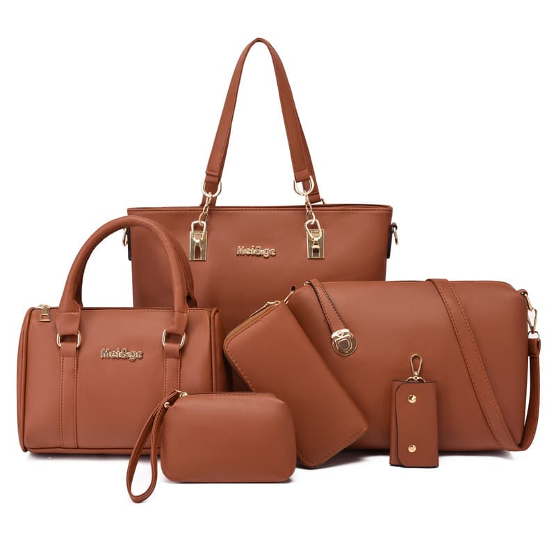 Women's Bag 2023 New European and American Fashion 6-Piece Set Parent-Child Bag Large Capacity Shoulder Handbag Crossbody Bag Factory Wholesale
