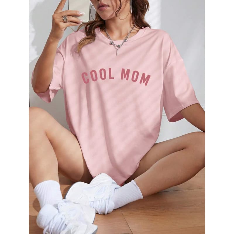 Ouma Cotton INAWLY Letter Graphic Drop Shoulder Tee Graphic Tees