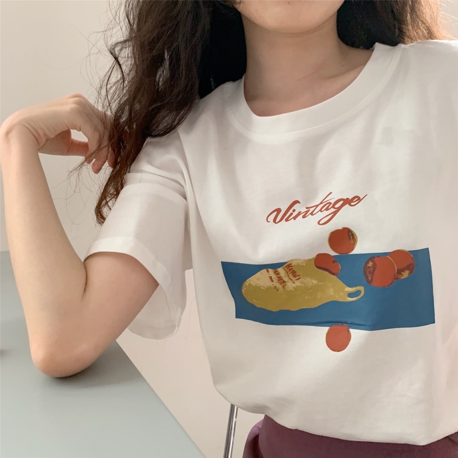 Summer Heavyweight Pure Cotton Short Sleeve Women's T-shirt Korean Style Base Layer Shirt Inner Wear Casual Comfortable Top