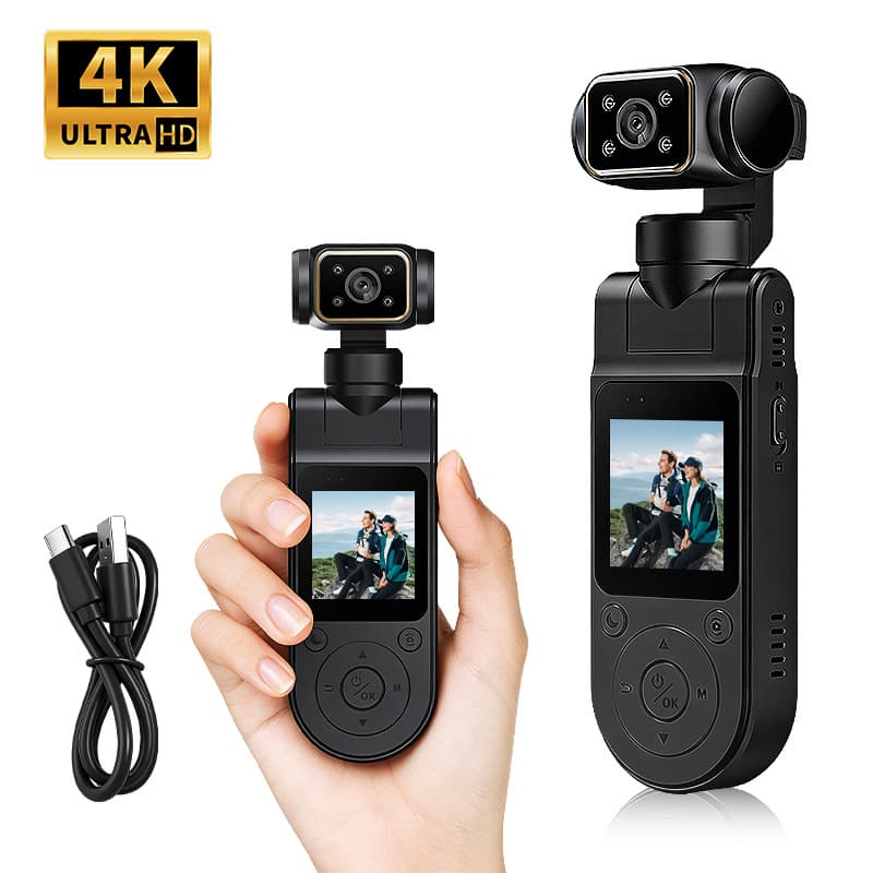 2K HD Handheld Vlog Gimbal WiFi Camera 180° Rotating Lens Outdoor Cycling Portable Sports Camera