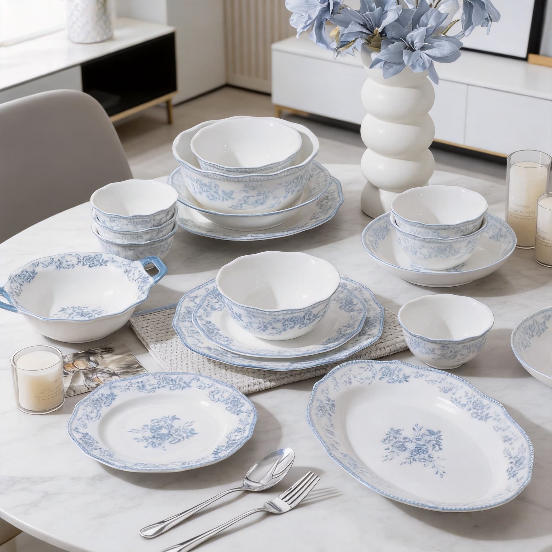 French medieval underglaze color ceramic bowl and dish set dinner plate soup bowl rice bowl household tableware plate 2026 high appearance
