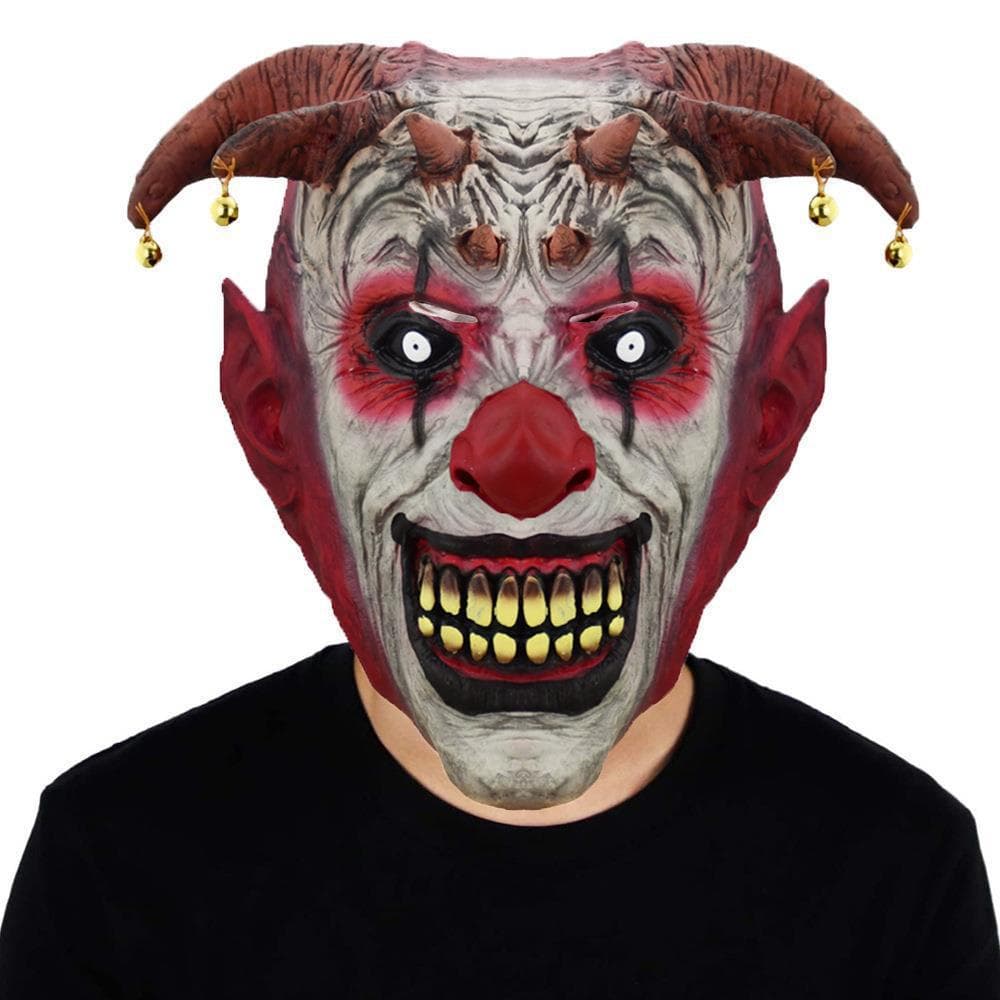 Cross-border hot selling horror bell clown Jingle jangle mask doll headgear Halloween COS props